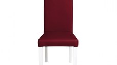 Scaun living TEO, picioare lemn alb, piele ecologica bordo, 46x60x98 cm