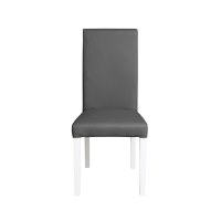 Scaun living TEO, picioare lemn alb, piele ecologica gri, 46x60x98 cm - 1