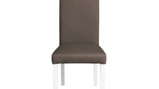 Scaun living TEO, picioare lemn alb, piele ecologica gri elefant, 46x60x98 cm