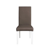 Scaun living TEO, picioare lemn alb, piele ecologica gri elefant, 46x60x98 cm - 1