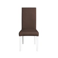 Scaun living TEO, picioare lemn alb, piele ecologica maro deschis, 46x60x98 cm - 1
