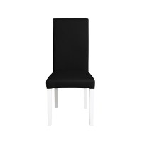 Scaun living TEO, picioare lemn alb, piele ecologica negru, 46x60x98 cm - 1