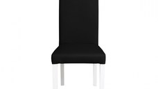 Scaun living TEO, picioare lemn alb, piele ecologica negru, 46x60x98 cm