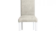 Scaun living TEO, picioare lemn alb, stofa crem, 46x60x98 cm