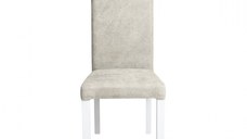 Scaun living TEO, picioare lemn alb, stofa crem, 46x60x98 cm