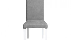 Scaun living TEO, picioare lemn alb, stofa gri deschis, 46x60x98 cm