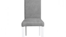 Scaun living TEO, picioare lemn alb, stofa gri deschis, 46x60x98 cm