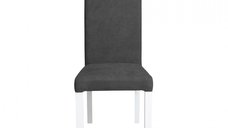 Scaun living TEO, picioare lemn alb, stofa gri inchis, 46x60x98 cm