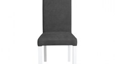 Scaun living TEO, picioare lemn alb, stofa gri inchis, 46x60x98 cm