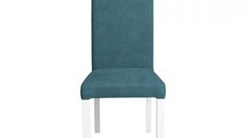 Scaun living TEO, picioare lemn alb, stofa turcoaz, 46x60x98 cm