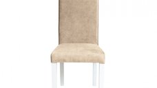 Scaun living TEO, picioare lemn alb, stofa z bej, 46x60x98 cm