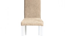 Scaun living TEO, picioare lemn alb, stofa z bej, 46x60x98 cm