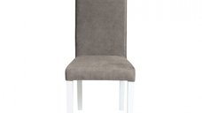 Scaun living TEO, picioare lemn alb, stofa z cappuccino, 46x60x98 cm