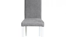 Scaun living TEO, picioare lemn alb, stofa z gri deschis, 46x60x98 cm