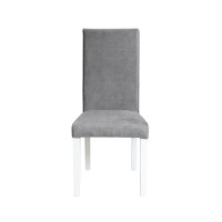 Scaun living TEO, picioare lemn alb, stofa z gri deschis, 46x60x98 cm - 1