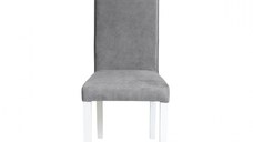 Scaun living TEO, picioare lemn alb, stofa z gri deschis, 46x60x98 cm