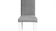 Scaun living TEO, picioare lemn alb, stofa z gri inchis, 46x60x98 cm