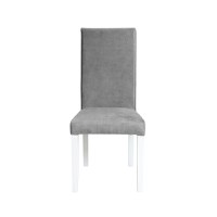 Scaun living TEO, picioare lemn alb, stofa z gri inchis, 46x60x98 cm - 1