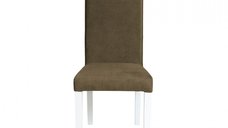 Scaun living TEO, picioare lemn alb, stofa z kaki, 46x60x98 cm