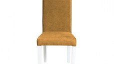 Scaun living TEO, picioare lemn alb, stofa z mustar, 46x60x98 cm