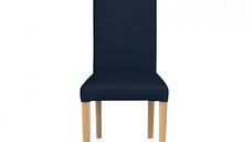 Scaun living TEO, picioare lemn natur, piele ecologica albastru, 46x60x98 cm