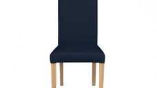 Scaun living TEO, picioare lemn natur, piele ecologica albastru, 46x60x98 cm
