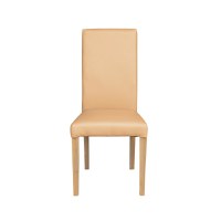 Scaun living TEO, picioare lemn natur, piele ecologica bej, 46x60x98 cm - 1