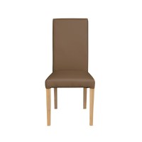 Scaun living TEO, picioare lemn natur, piele ecologica cappuccino, 46x60x98 cm - 1