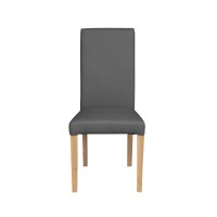 Scaun living TEO, picioare lemn natur, piele ecologica gri, 46x60x98 cm - 1