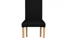 Scaun living TEO, picioare lemn natur, piele ecologica negru, 46x60x98 cm