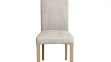 Scaun living TEO, picioare lemn natur, stofa crem, 46x60x98 cm