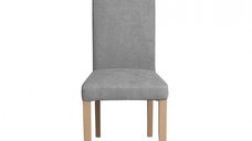Scaun living TEO, picioare lemn natur, stofa gri deschis, 46x60x98 cm