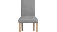 Scaun living TEO, picioare lemn natur, stofa gri deschis, 46x60x98 cm