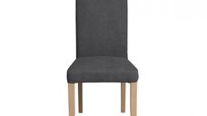 Scaun living TEO, picioare lemn natur, stofa gri inchis, 46x60x98 cm