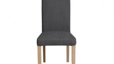 Scaun living TEO, picioare lemn natur, stofa gri inchis, 46x60x98 cm