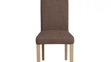 Scaun living TEO, picioare lemn natur, stofa maro, 46x60x98 cm