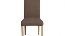 Scaun living TEO, picioare lemn natur, stofa maro, 46x60x98 cm
