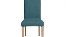 Scaun living TEO, picioare lemn natur, stofa turcoaz, 46x60x98 cm