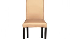 Scaun living TEO, picioare lemn wenge, piele ecologica bej, 46x60x98 cm