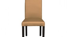 Scaun living TEO, picioare lemn wenge, piele ecologica bej inchis, 46x60x98 cm