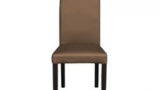 Scaun living TEO, picioare lemn wenge, piele ecologica cappuccino, 46x60x98 cm