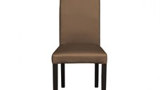 Scaun living TEO, picioare lemn wenge, piele ecologica cappuccino, 46x60x98 cm