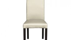 Scaun living TEO, picioare lemn wenge, piele ecologica crem, 46x60x98 cm