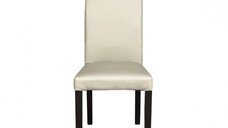 Scaun living TEO, picioare lemn wenge, piele ecologica crem, 46x60x98 cm