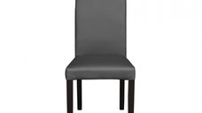 Scaun living TEO, picioare lemn wenge, piele ecologica gri, 46x60x98 cm