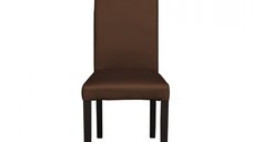 Scaun living TEO, picioare lemn wenge, piele ecologica maro deschis, 46x60x98 cm