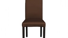 Scaun living TEO, picioare lemn wenge, piele ecologica maro deschis, 46x60x98 cm