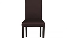 Scaun living TEO, picioare lemn wenge, piele ecologica maro inchis, 46x60x98 cm