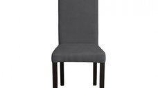 Scaun living TEO, picioare lemn wenge, stofa gri inchis, 46x60x98 cm