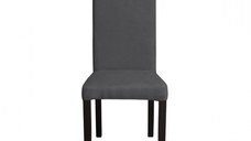 Scaun living TEO, picioare lemn wenge, stofa gri inchis, 46x60x98 cm